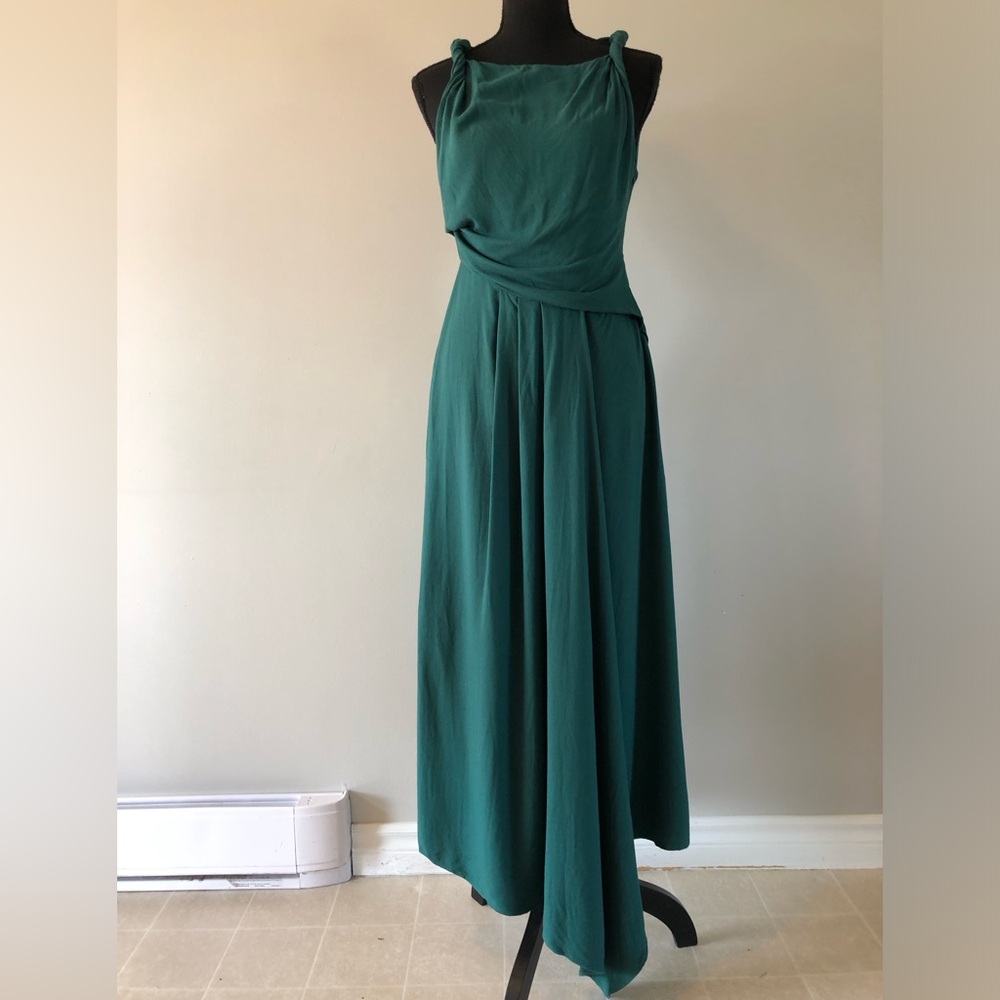 Women’s Lez a Lez Green Draped Maxi Dress with Knotted Straps size S